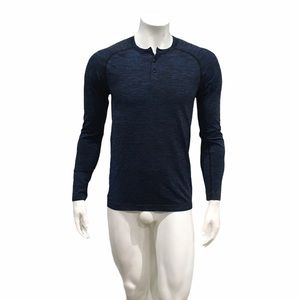 Lululemon Mens Blue Buttoned Long Sleeve T Shirt